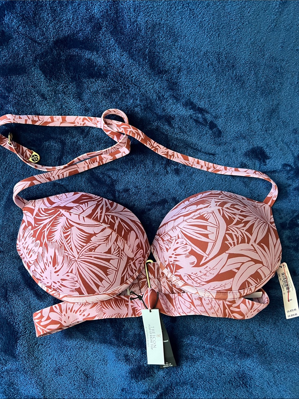 Victoria's secret Pink and Rust Tropical Print Bikini Top